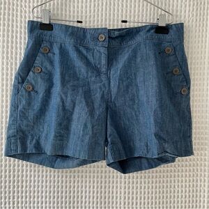 Isaac Mizrahi blue chambray sailor-style cotton shorts